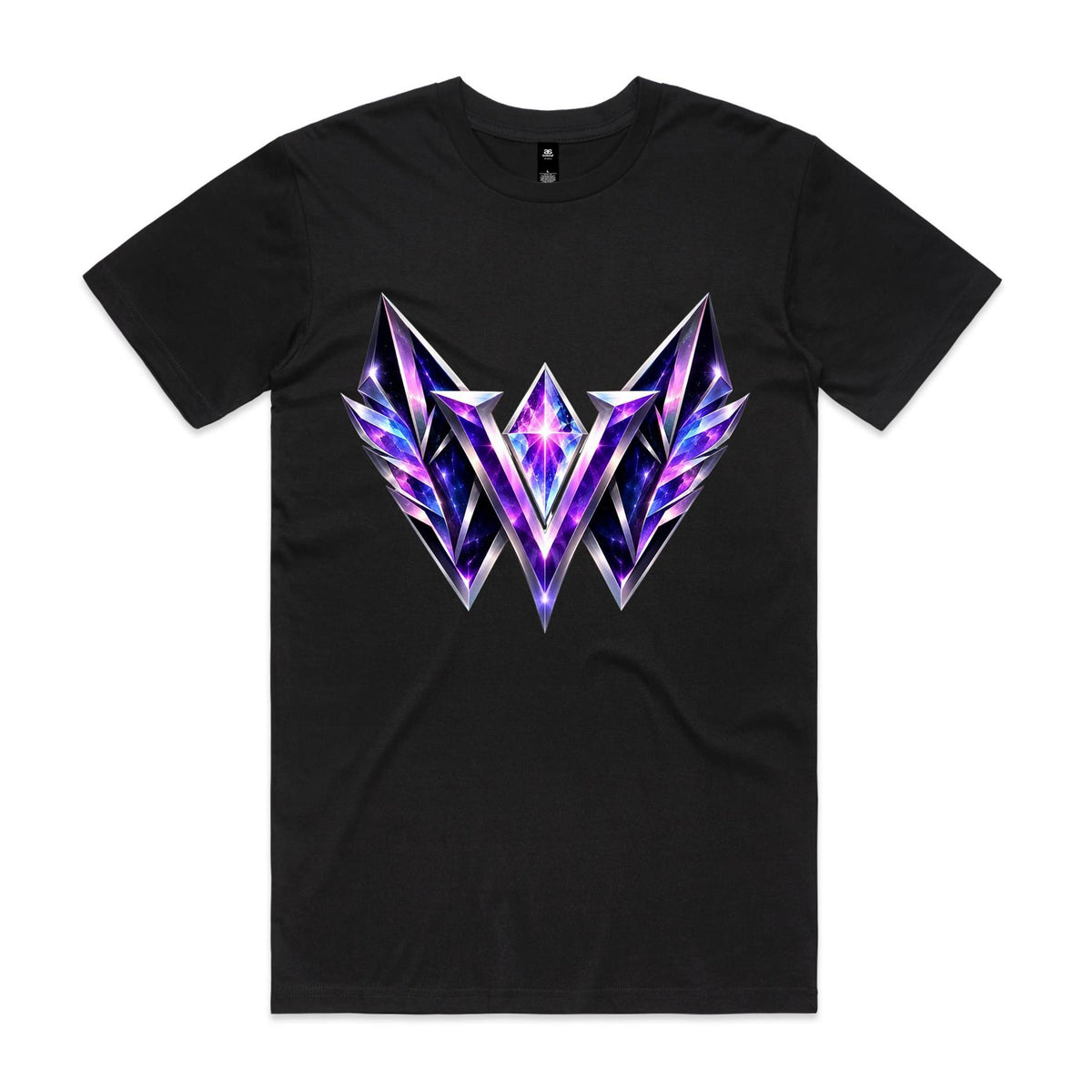 VUDU WULF VW Stamp tee, black: amethyst gem-cut VW mark
