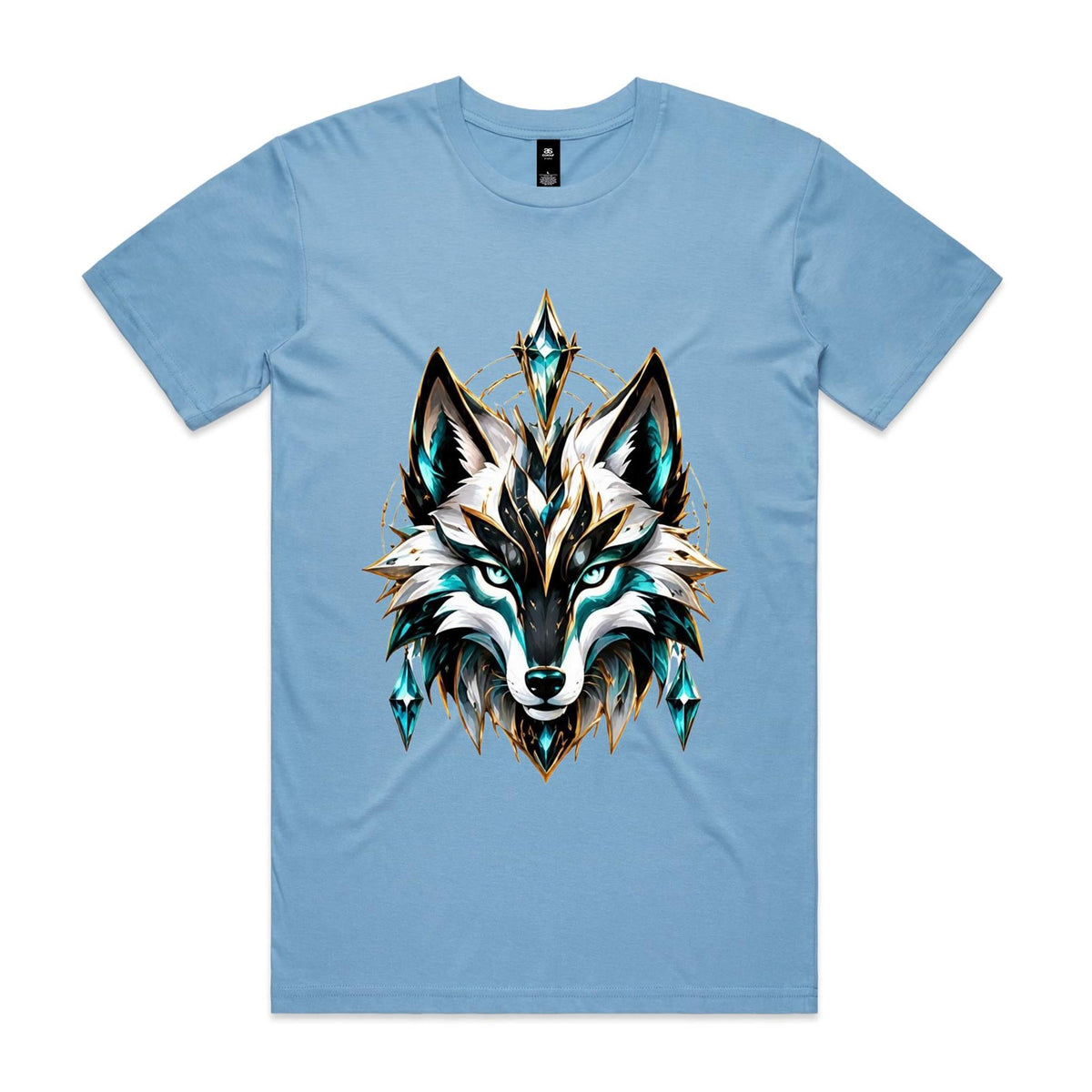 VUDU WULF Crystal WULF Head tee, Carolina Blue