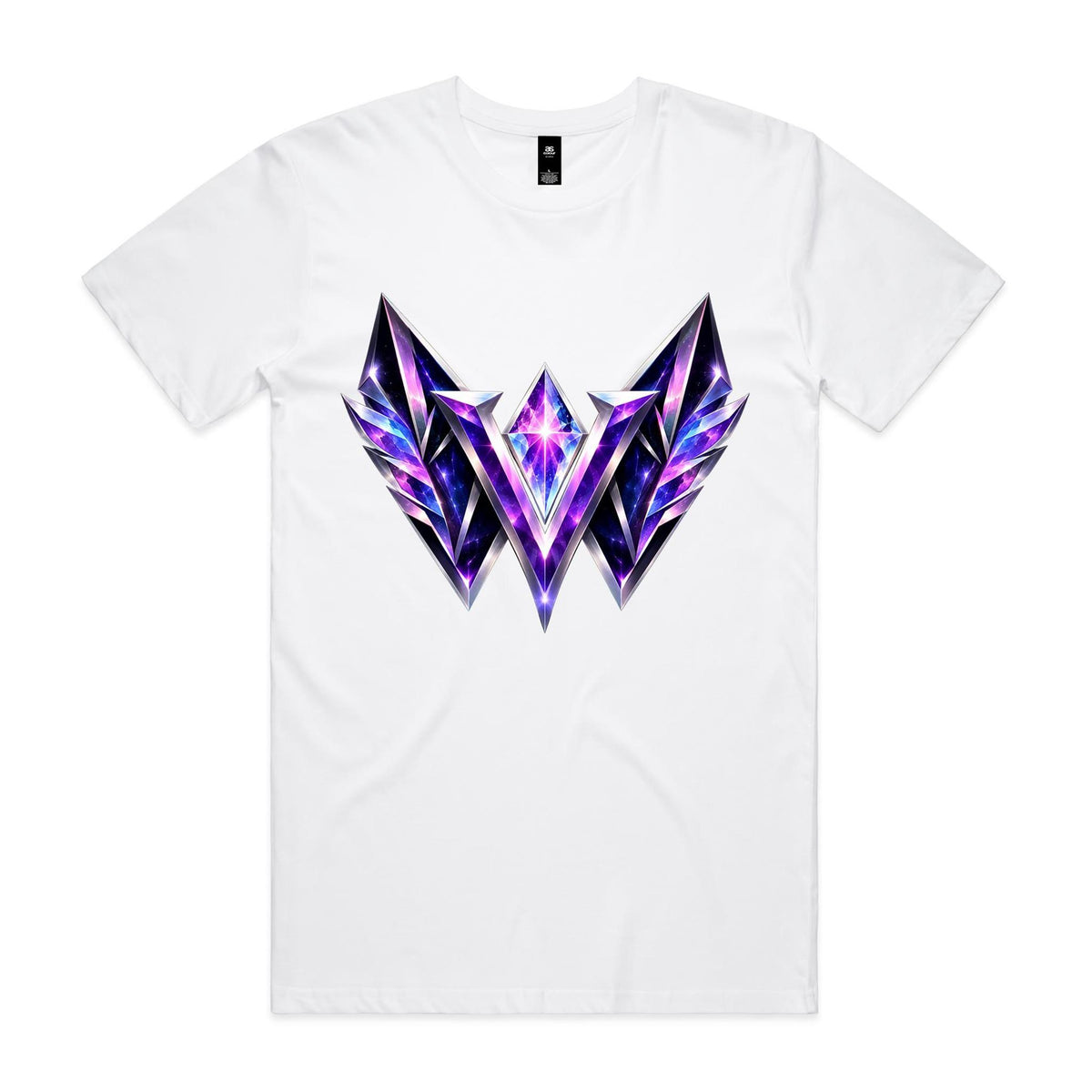 VUDU WULF VW Crystal Stamp tee, White: amethyst gem-cut VW mark