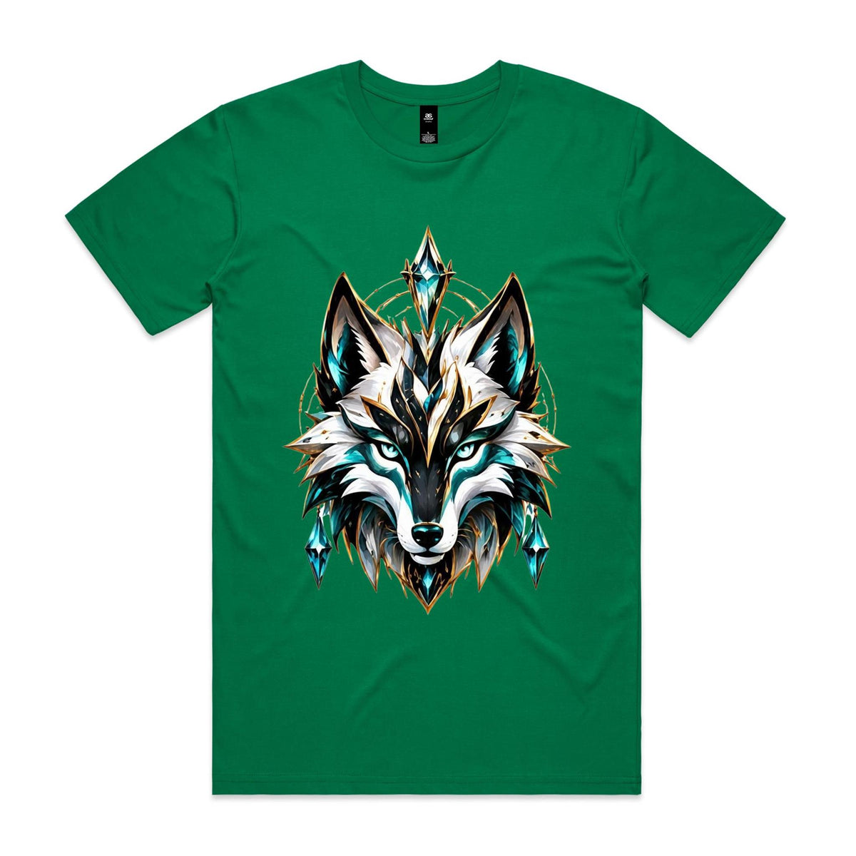VUDU WULF Crystal WULF Head tee, Kelly Green
