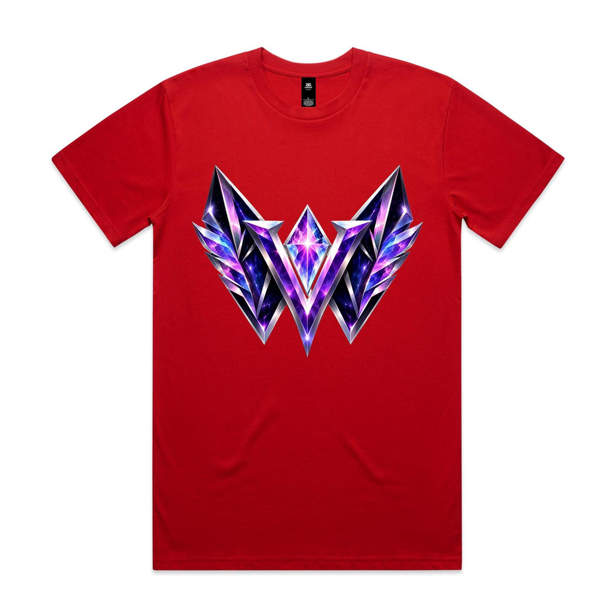 VUDU WULF VW Crystal Stamp tee, Red: amethyst gem-cut VW mark