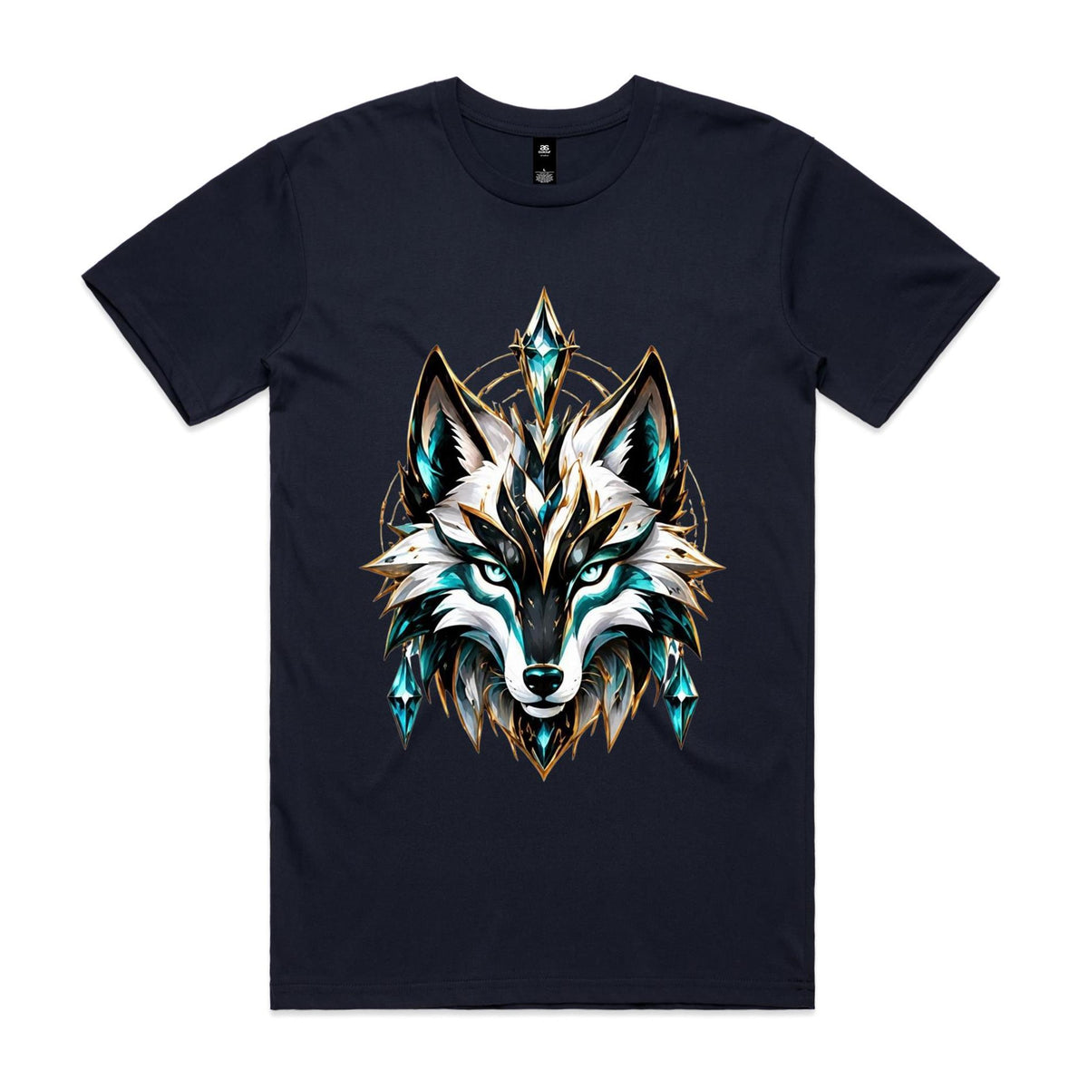 VUDU WULF Crystal WULF Head tee, Navy