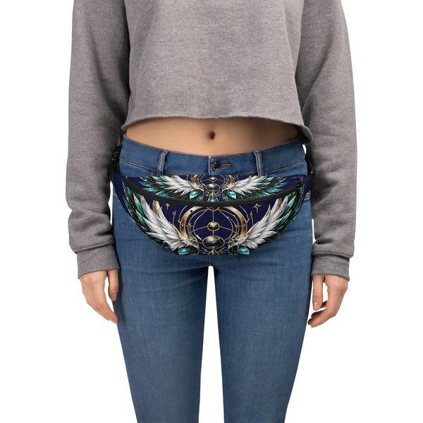 VUDU WULF Crystal Wings fanny pack (Zyra): crystal wings on navy