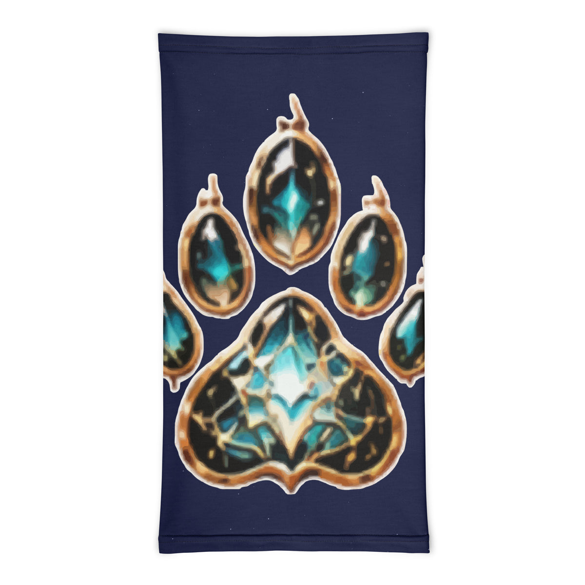 VUDU WULF Crystal Paw neck gaiter (Talon): painted crystal paw, front