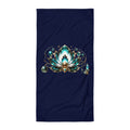VUDU WULF Crystal Lotus beach towel (Lyra): one crystal lotus centred on deep navy
