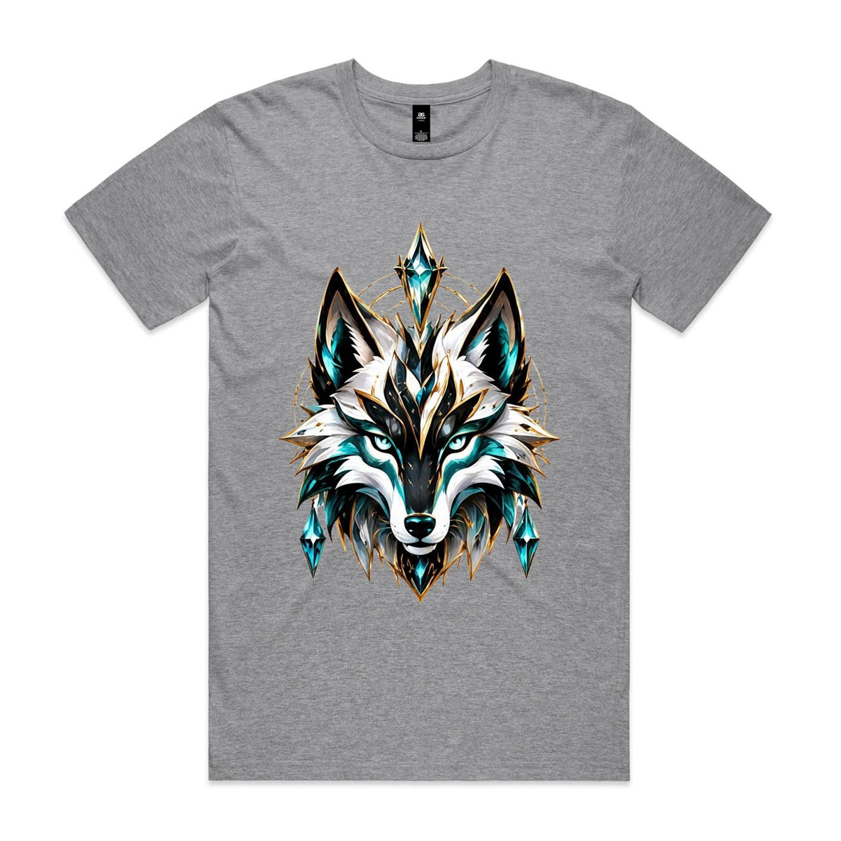 VUDU WULF Crystal WULF Head tee, Grey Marle