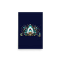 VUDU WULF Crystal Lotus poster (Sage): crystal lotus on deep navy, 12×18 matte print