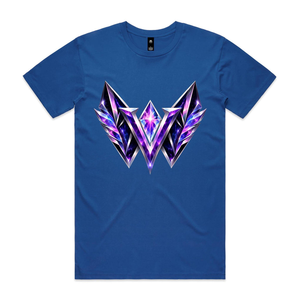 VUDU WULF VW Crystal Stamp tee, Bright Royal: amethyst gem-cut VW mark